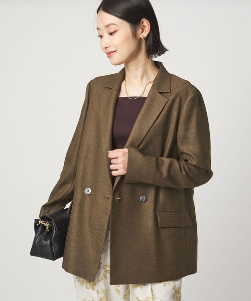 green label relaxing（グリーンレーベルリラクシング）の「［size SHORTあり］リネンライク 2B ジャケット（テーラードジャケット・レディース・ナチュラル/ブラウン/ネイビー・SHORT/36/38/40）」の13枚目の写真