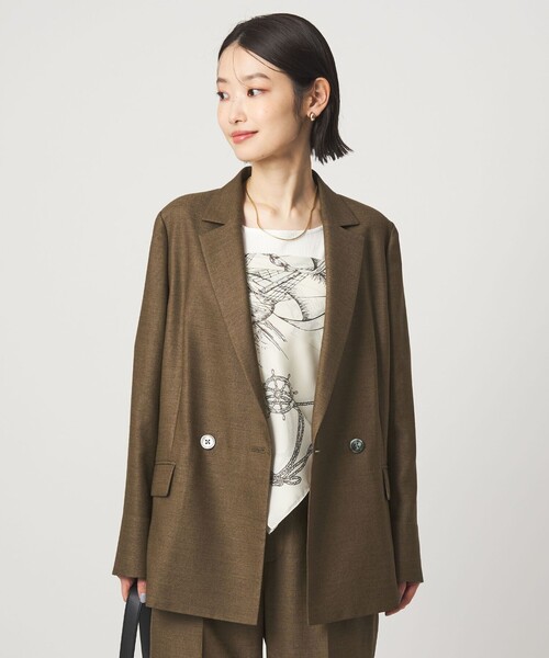 green label relaxing（グリーンレーベルリラクシング）の「［size SHORTあり］リネンライク 2B ジャケット（テーラードジャケット・レディース・ナチュラル/ブラウン/ネイビー・SHORT/36/38/40）」の9枚目の写真