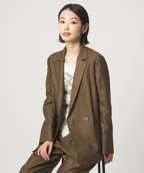 green label relaxing（グリーンレーベルリラクシング）の「［size SHORTあり］リネンライク 2B ジャケット（テーラードジャケット・レディース・ナチュラル/ブラウン/ネイビー・SHORT/36/38/40）」の8枚目の写真