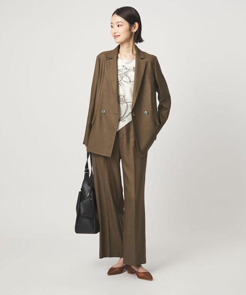 green label relaxing（グリーンレーベルリラクシング）の「［size SHORTあり］リネンライク 2B ジャケット（テーラードジャケット・レディース・ナチュラル/ブラウン/ネイビー・SHORT/36/38/40）」の6枚目の写真