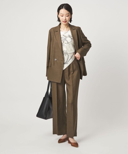 green label relaxing（グリーンレーベルリラクシング）の「［size SHORTあり］リネンライク 2B ジャケット（テーラードジャケット・レディース・ナチュラル/ブラウン/ネイビー・SHORT/36/38/40）」の5枚目の写真