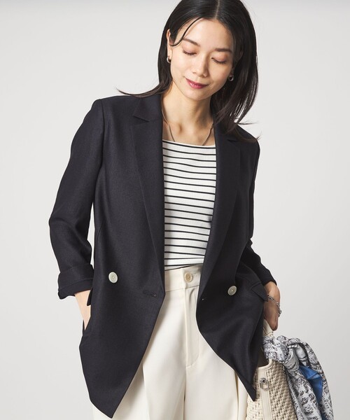 green label relaxing（グリーンレーベルリラクシング）の「［size SHORTあり］リネンライク 2B ジャケット（テーラードジャケット・レディース・ナチュラル/ブラウン/ネイビー・SHORT/36/38/40）」の11枚目の写真