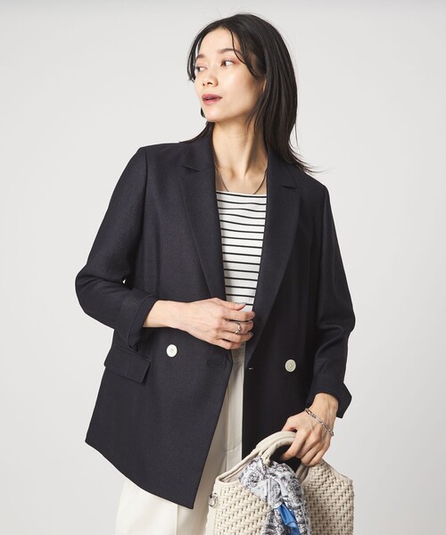 green label relaxing（グリーンレーベルリラクシング）の「［size SHORTあり］リネンライク 2B ジャケット（テーラードジャケット・レディース・ナチュラル/ブラウン/ネイビー・SHORT/36/38/40）」の12枚目の写真