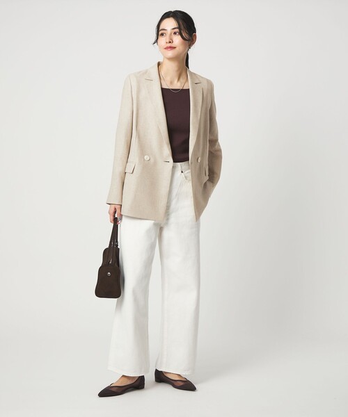 green label relaxing（グリーンレーベルリラクシング）の「［size SHORTあり］リネンライク 2B ジャケット（テーラードジャケット・レディース・ナチュラル/ブラウン/ネイビー・SHORT/36/38/40）」の20枚目の写真