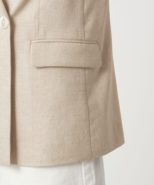【ベージュ】LINEN LIKE 2B ジャケット size SHORTあり］リネンライク 2B ジャケット（テーラードジャケット