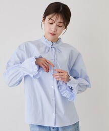 ネックフリルキャンディ袖ブラウス