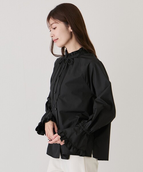 Jayro（ジャイロ）の「ネックフリルキャンディ袖ブラウス（シャツ/ブラウス・レディース・ブラック/サックスブルー/ホワイト系その他・M）」の5枚目の写真