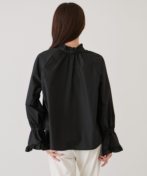 Jayro（ジャイロ）の「ネックフリルキャンディ袖ブラウス（シャツ/ブラウス・レディース・ブラック/サックスブルー/ホワイト系その他・M）」の6枚目の写真