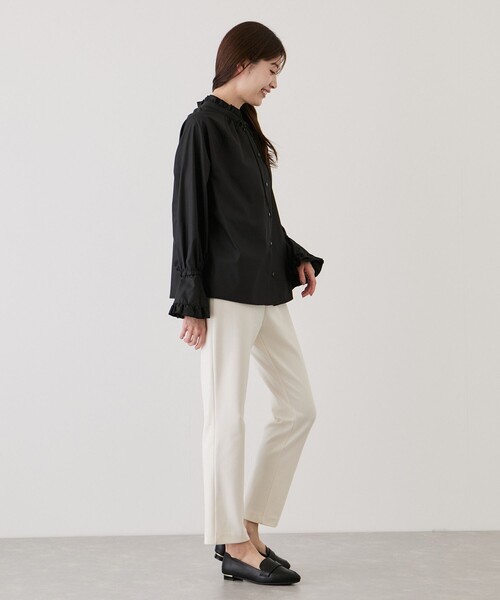 Jayro（ジャイロ）の「ネックフリルキャンディ袖ブラウス（シャツ/ブラウス・レディース・ブラック/サックスブルー/ホワイト系その他・M）」の8枚目の写真