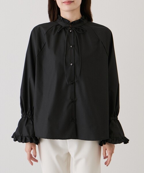 Jayro（ジャイロ）の「ネックフリルキャンディ袖ブラウス（シャツ/ブラウス・レディース・ブラック/サックスブルー/ホワイト系その他・M）」の15枚目の写真