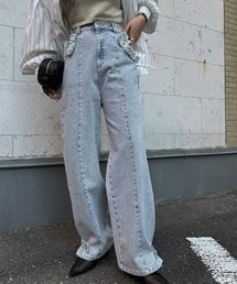 WILLFULLY（ウィルフリー）の「hem adjust center seam broach denim PT（デニムパンツ）」