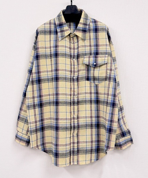 CLOTHY（クロシィ）の「【ラフに着たい、オーバーサイズ】BIGチェックシャツ（シャツ/ブラウス・レディース・パープル/ベージュ/ブラック・FREE）」の5枚目の写真