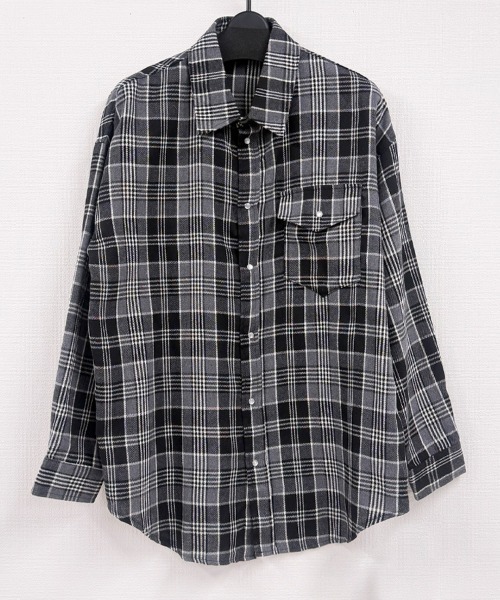 CLOTHY（クロシィ）の「【ラフに着たい、オーバーサイズ】BIGチェックシャツ（シャツ/ブラウス・レディース・パープル/ベージュ/ブラック・FREE）」の7枚目の写真