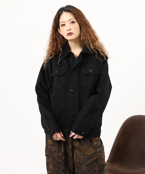 PRO CLUB （プロクラブ）の「PRO CLUB TWILL TRUCKER JKT ヘビーウェイトツイル トラッカージャケット（カバーオール・メンズ・ブラック・3XL/2XL/S/M/L/XL）」の5枚目の写真