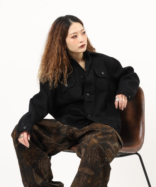 PRO CLUB （プロクラブ）の「PRO CLUB TWILL TRUCKER JKT ヘビーウェイトツイル トラッカージャケット（カバーオール・メンズ・ブラック・3XL/2XL/S/M/L/XL）」の6枚目の写真
