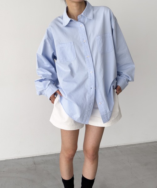 CANAL JEAN(キャナルジーン)の「El mar コットン無地オーバーシャツ(シャツ/ブラウス・レディース・ピンク/アイボリー/サックスブルー・ONE SIZE)」の1枚目の写真