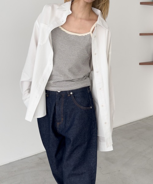 CANAL JEAN(キャナルジーン)の「El mar コットン無地オーバーシャツ(シャツ/ブラウス・レディース・ピンク/アイボリー/サックスブルー・ONE SIZE)」の2枚目の写真