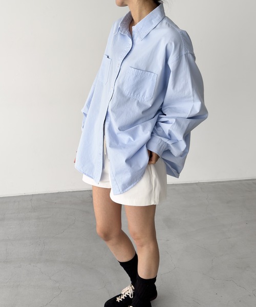 CANAL JEAN(キャナルジーン)の「El mar コットン無地オーバーシャツ(シャツ/ブラウス・レディース・ピンク/アイボリー/サックスブルー・ONE SIZE)」の4枚目の写真