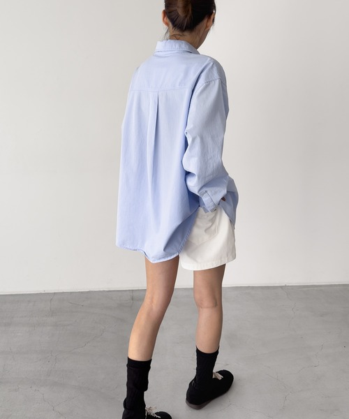 CANAL JEAN(キャナルジーン)の「El mar コットン無地オーバーシャツ(シャツ/ブラウス・レディース・ピンク/アイボリー/サックスブルー・ONE SIZE)」の5枚目の写真