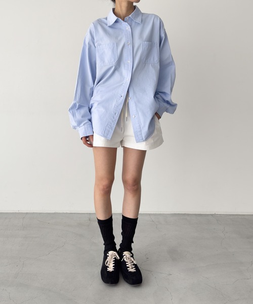 CANAL JEAN(キャナルジーン)の「El mar コットン無地オーバーシャツ(シャツ/ブラウス・レディース・ピンク/アイボリー/サックスブルー・ONE SIZE)」の6枚目の写真