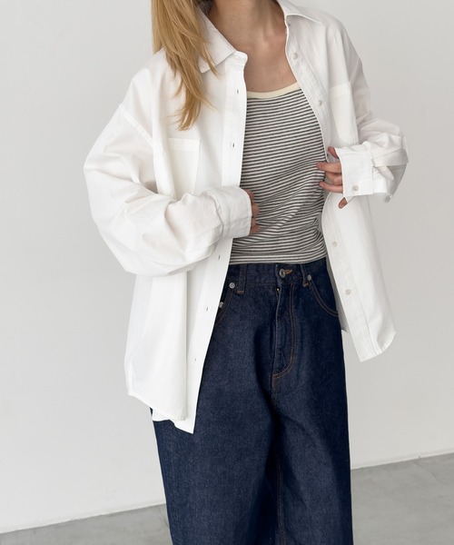 CANAL JEAN(キャナルジーン)の「El mar コットン無地オーバーシャツ(シャツ/ブラウス・レディース・ピンク/アイボリー/サックスブルー・ONE SIZE)」の8枚目の写真