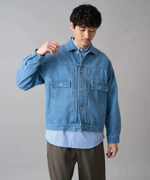 a.v.v（アーヴェヴェ）の「【洗濯機で洗える】ワイドシルエットデニムジャケット（デニムジャケット・メンズ・ブラック/ブルー・46/48）」の12枚目の写真