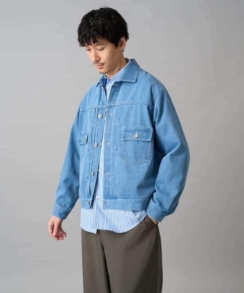 a.v.v（アーヴェヴェ）の「【洗濯機で洗える】ワイドシルエットデニムジャケット（デニムジャケット・メンズ・ブラック/ブルー・46/48）」の14枚目の写真
