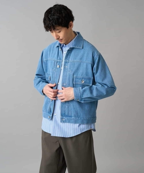 a.v.v（アーヴェヴェ）の「【洗濯機で洗える】ワイドシルエットデニムジャケット（デニムジャケット・メンズ・ブラック/ブルー・46/48）」の15枚目の写真