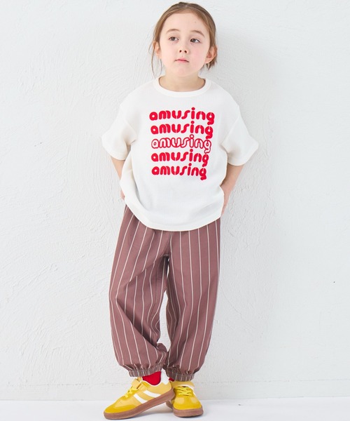pairmanon(ペアマノン)の「【さらっとワッフル】ユニセックス 配色ロゴ 半袖Tシャツ(Tシャツ/カットソー・キッズ・ライトイエロー/ピンク/ホワイト・90/100/110/120/130/140/150)」の6枚目の写真