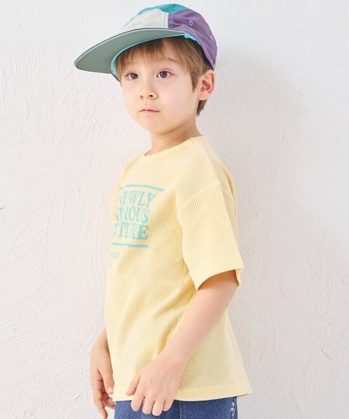 pairmanon(ペアマノン)の「【さらっとワッフル】ユニセックス 配色ロゴ 半袖Tシャツ(Tシャツ/カットソー・キッズ・ライトイエロー/ピンク/ホワイト・90/100/110/120/130/140/150)」の8枚目の写真