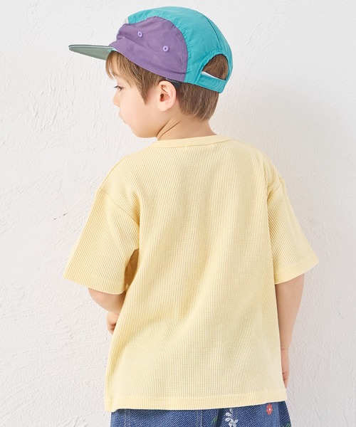 pairmanon(ペアマノン)の「【さらっとワッフル】ユニセックス 配色ロゴ 半袖Tシャツ(Tシャツ/カットソー・キッズ・ライトイエロー/ピンク/ホワイト・90/100/110/120/130/140/150)」の9枚目の写真