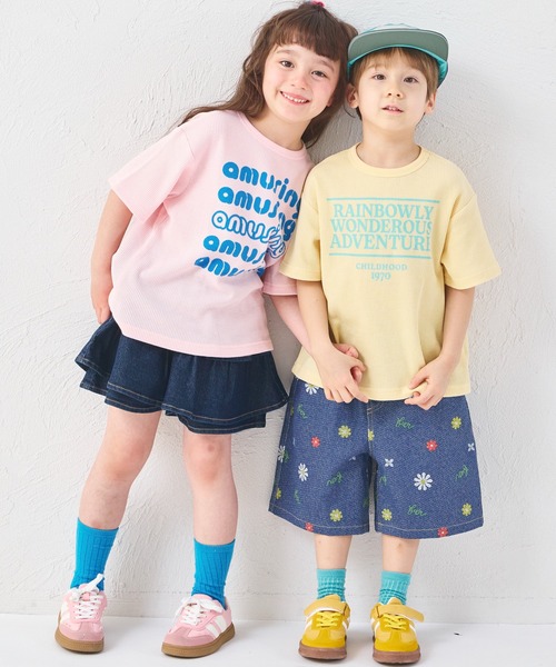 pairmanon(ペアマノン)の「【さらっとワッフル】ユニセックス 配色ロゴ 半袖Tシャツ(Tシャツ/カットソー・キッズ・ライトイエロー/ピンク/ホワイト・90/100/110/120/130/140/150)」の18枚目の写真