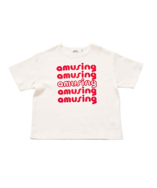 pairmanon(ペアマノン)の「【さらっとワッフル】ユニセックス 配色ロゴ 半袖Tシャツ(Tシャツ/カットソー・キッズ・ライトイエロー/ピンク/ホワイト・90/100/110/120/130/140/150)」の22枚目の写真
