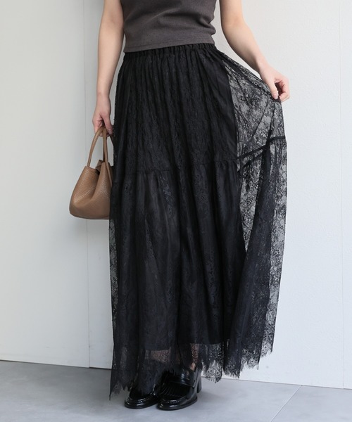 ap retro(アプレトロ)の「イージーレースリラックススカート / ペチスカート付き・ウエストゴム(スカート・レディース・ブラック/ホワイト・FREE)」の14枚目の写真