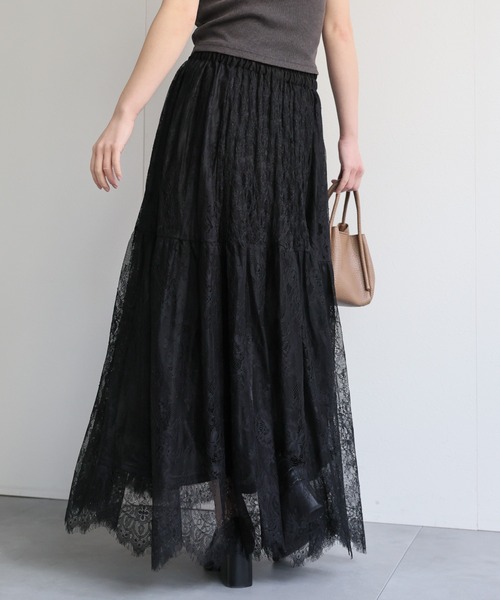 ap retro(アプレトロ)の「イージーレースリラックススカート / ペチスカート付き・ウエストゴム(スカート・レディース・ブラック/ホワイト・FREE)」の21枚目の写真