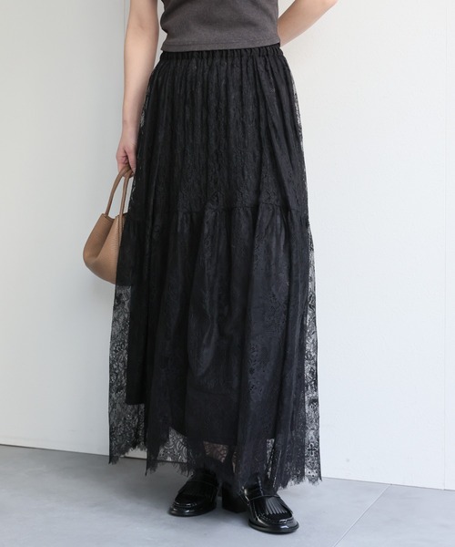 ap retro(アプレトロ)の「イージーレースリラックススカート / ペチスカート付き・ウエストゴム(スカート・レディース・ブラック/ホワイト・FREE)」の17枚目の写真