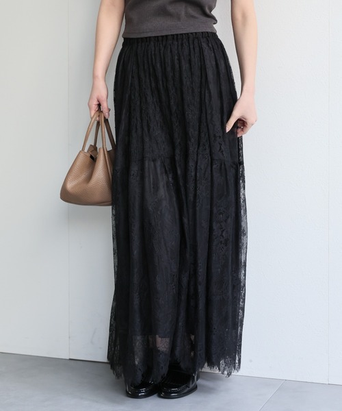 ap retro(アプレトロ)の「イージーレースリラックススカート / ペチスカート付き・ウエストゴム(スカート・レディース・ブラック/ホワイト・FREE)」の12枚目の写真