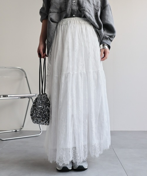 ap retro(アプレトロ)の「イージーレースリラックススカート / ペチスカート付き・ウエストゴム(スカート・レディース・ブラック/ホワイト・FREE)」の4枚目の写真