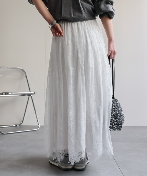 ap retro(アプレトロ)の「イージーレースリラックススカート / ペチスカート付き・ウエストゴム(スカート・レディース・ブラック/ホワイト・FREE)」の10枚目の写真