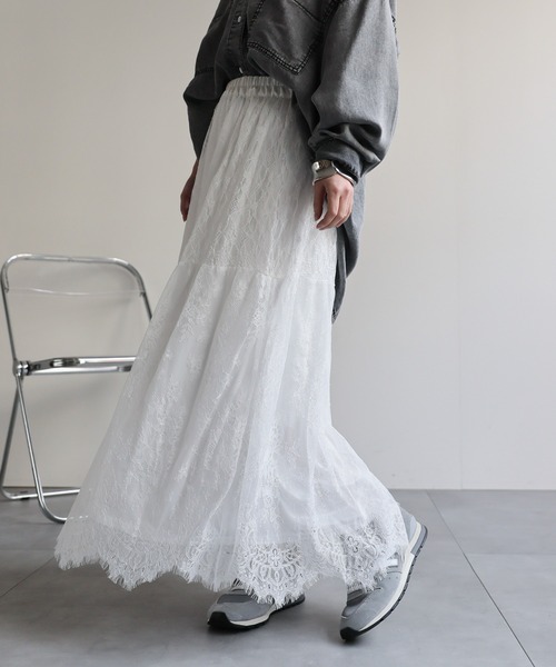 ap retro(アプレトロ)の「イージーレースリラックススカート / ペチスカート付き・ウエストゴム(スカート・レディース・ブラック/ホワイト・FREE)」の6枚目の写真