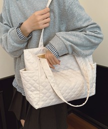 キルティング サイドポケット トート型 ショルダー バッグ