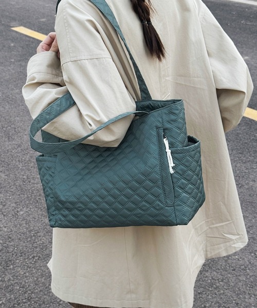 Lace Ladies(レースレディース)の「キルティング サイドポケット トート型 ショルダー バッグ(トートバッグ・レディース・ブルー/ブラック/ベージュ/ホワイト・FREE)」の16枚目の写真