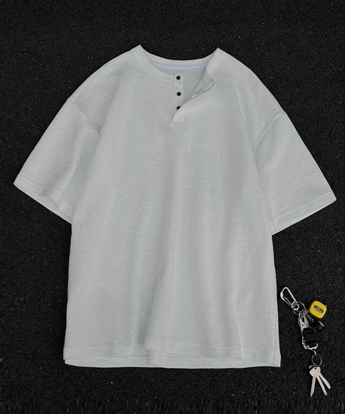 Ressaca(レサーカ)の「オーバーサイズヘンリーネックTシャツ(Tシャツ/カットソー・メンズ・ブラック/ホワイト/グレー・L/M/XL)」の14枚目の写真