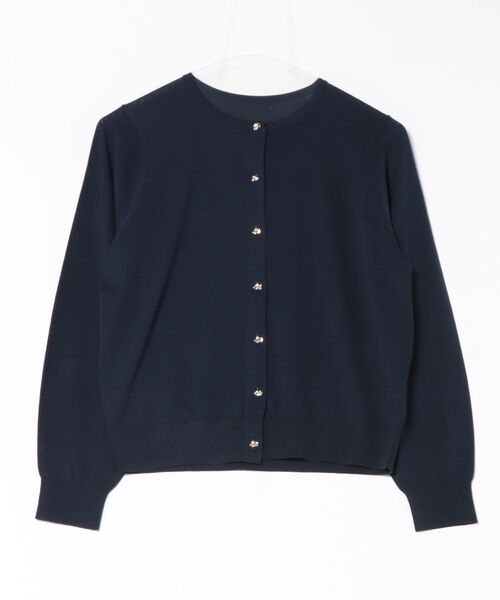 STRAWBERRY-FIELDS（ストロベリーフィールズ）の「サラフィール_変形メタル釦カーディガン（カーディガン/ボレロ・レディース・オフホワイト/ブラック/ネイビー/オレンジ・2）」の8枚目の写真