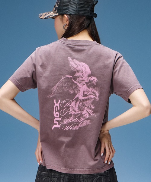 X-girl(エックスガール)の「FADED SKATE ANGEL S/S TEE(Tシャツ/カットソー・レディース・ブラック/ブラウン・S/M/L)」の1枚目の写真
