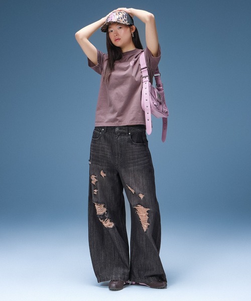 X-girl(エックスガール)の「FADED SKATE ANGEL S/S TEE(Tシャツ/カットソー・レディース・ブラック/ブラウン・S/M/L)」の6枚目の写真