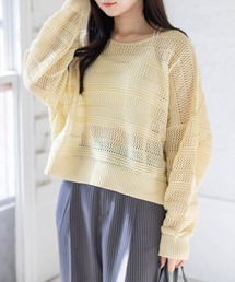 CLEAR BASIC | 透かし編みニットトップス(ニット/セーター)