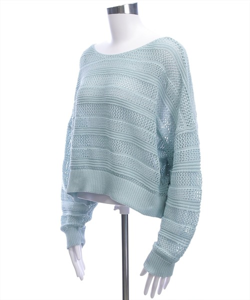 CLEAR BASIC（クリアベーシック）の「透かし編みニットトップス（ニット/セーター・レディース・ミント/アイボリー/イエロー系その他/ブラック・F）」の18枚目の写真