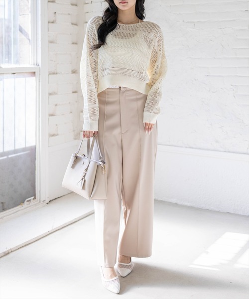 CLEAR BASIC（クリアベーシック）の「透かし編みニットトップス（ニット/セーター・レディース・ミント/アイボリー/イエロー系その他/ブラック・F）」の20枚目の写真