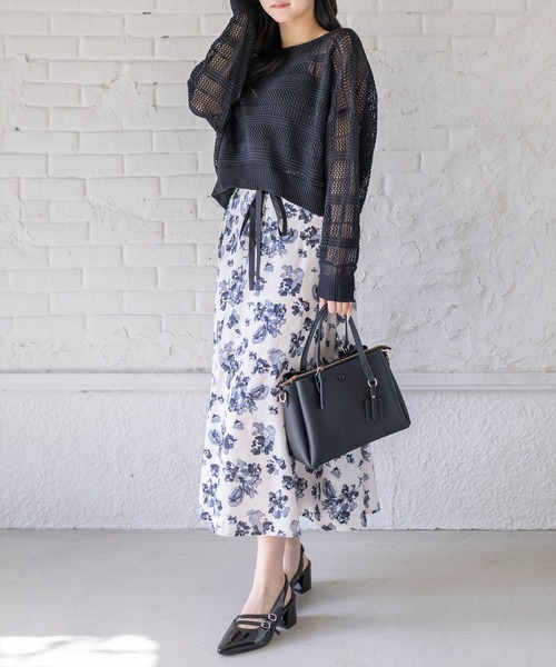 CLEAR BASIC（クリアベーシック）の「透かし編みニットトップス（ニット/セーター・レディース・ミント/アイボリー/イエロー系その他/ブラック・F）」の22枚目の写真